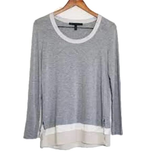 WHBM French Gray Ball Chain Long Sleeve Top Size Medium - Picture 2 of 6
